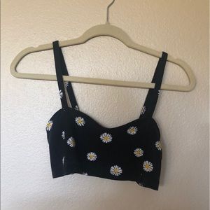 Brandy Melville Black Daisy Bralette (Bandeau)
